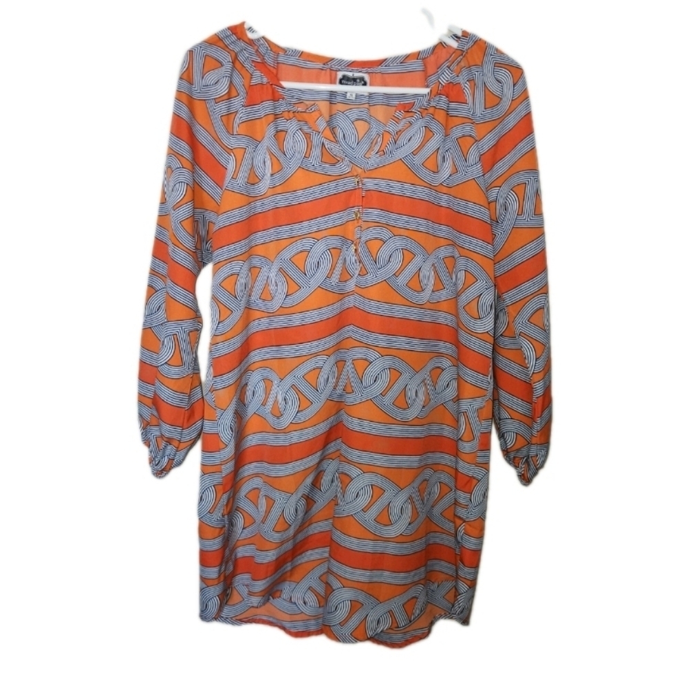 Mud Pie Orange Tunic Top Size Small